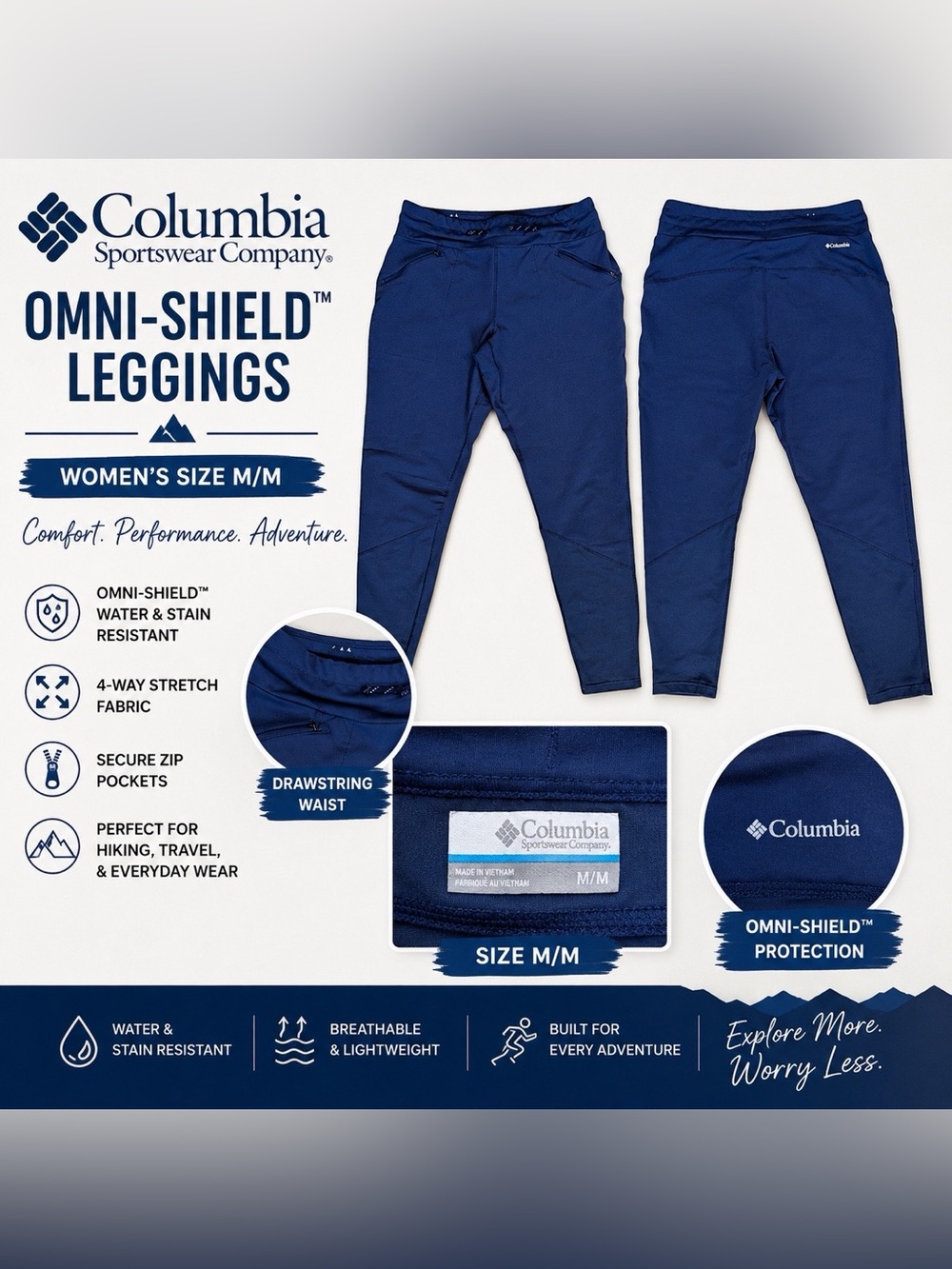 Columbia Omni-Shield Women’s Performance Leggings – Navy Blue | Size M